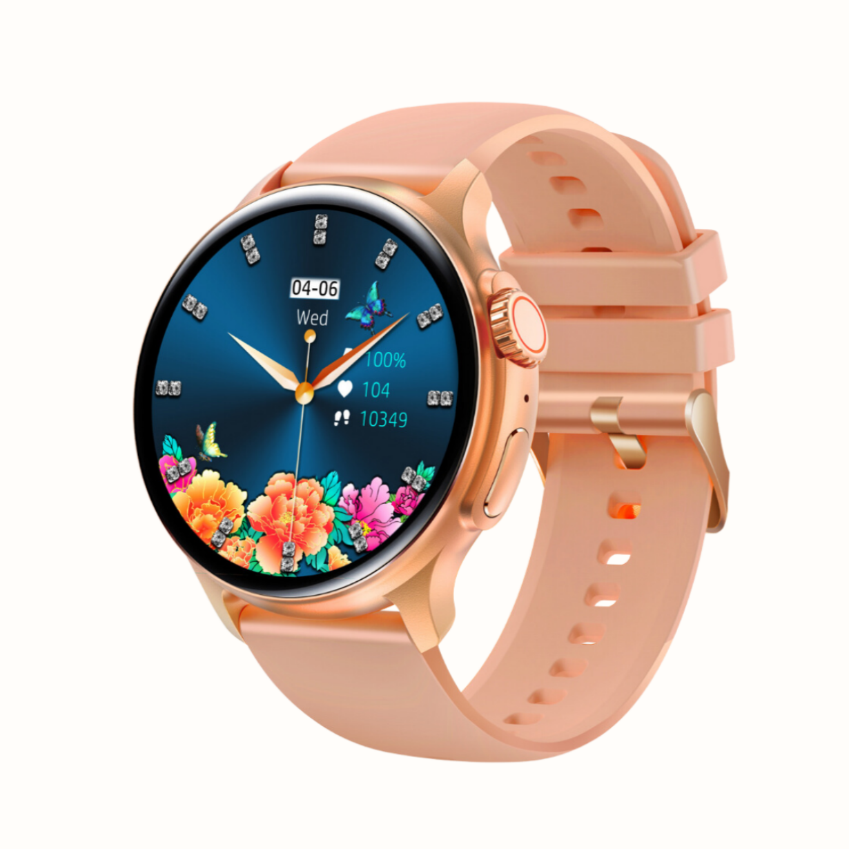 K58 Unisex Smartwatch, AMOLED Display, Setup with Android device, Setup with Apple Device, Water resistance - IP68, Best Smart Watch, 2023, Track Activity,Track WOmens Health, Pedometer, Calorie Monitor, Sleep Tracking, Heart Rate Monitor, Blood Oxygen Monitor- Spo2, Multisport Mode, Color- Rose Gold